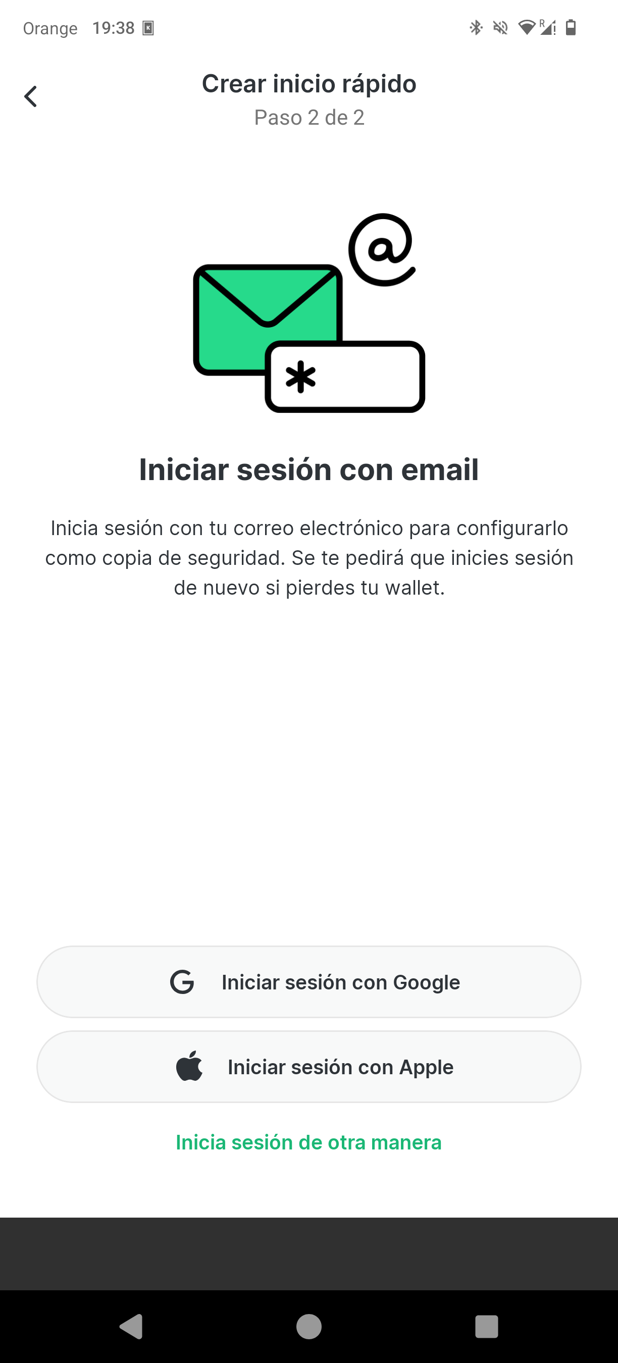 Visualización de la frase de recuperación