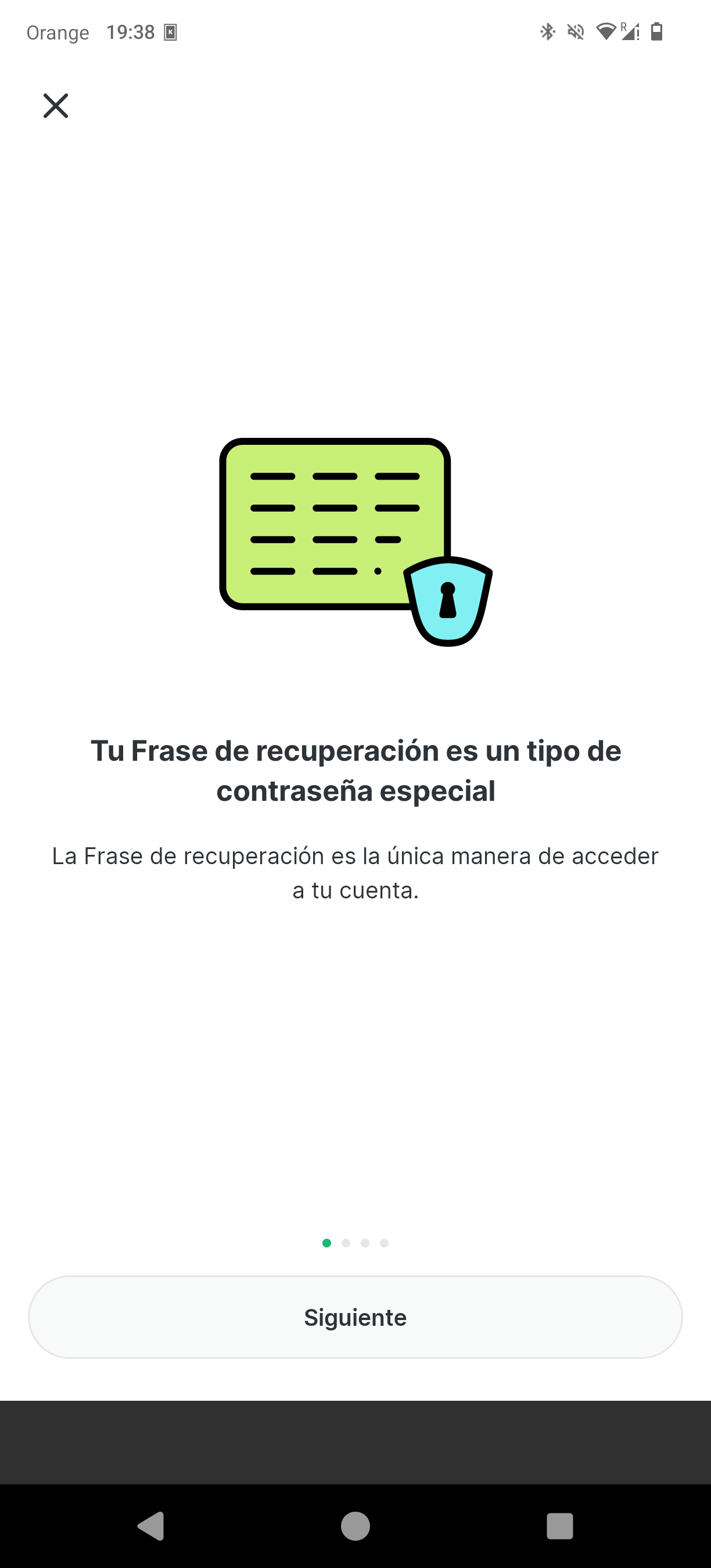 Confirmación de guardado de la frase