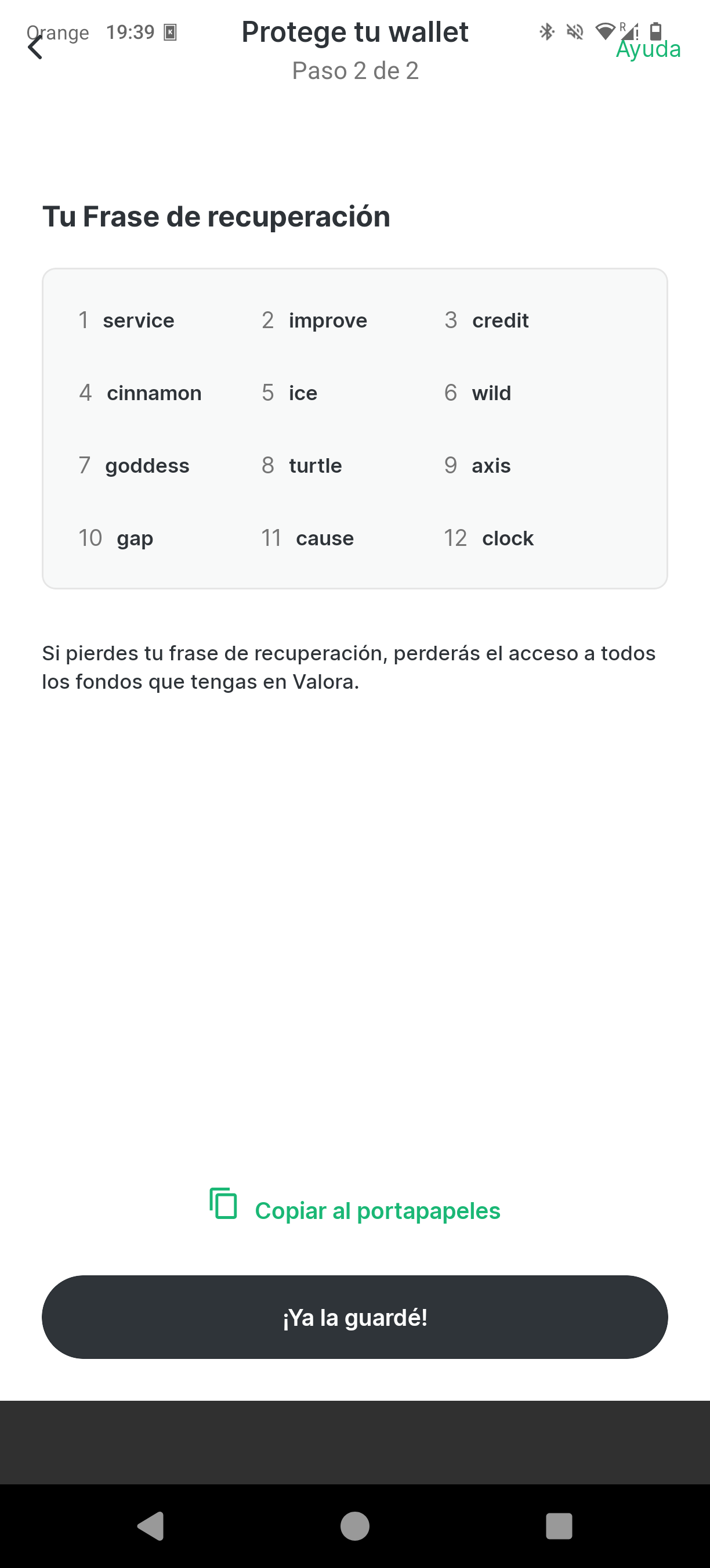 Pantalla principal de Valora con menú