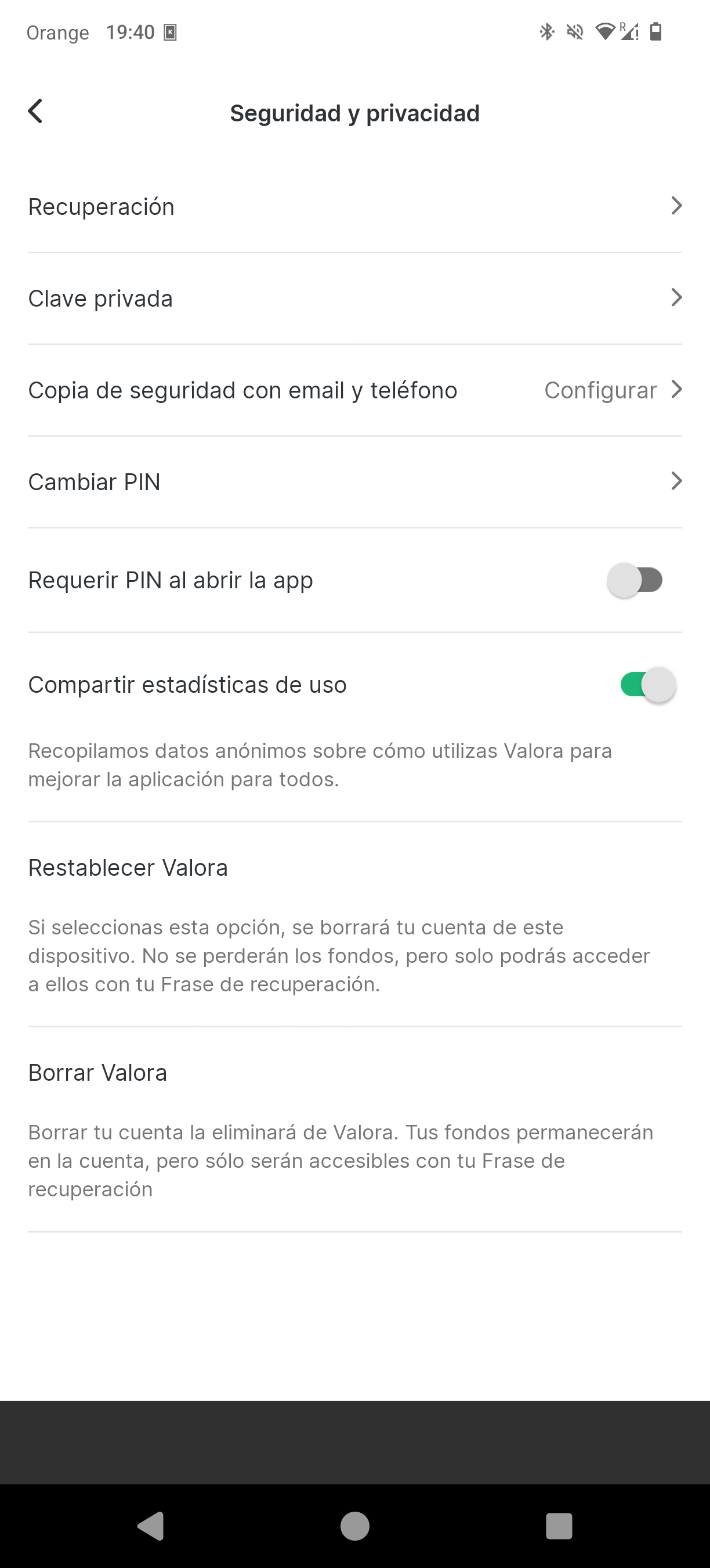 Pantalla de recuperación social